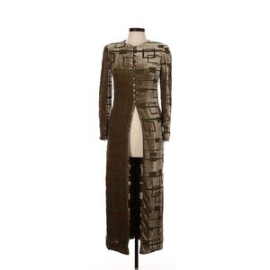 Oscar de la Renta Olive Geometric Long Sleeve Dress Vintages 1990s